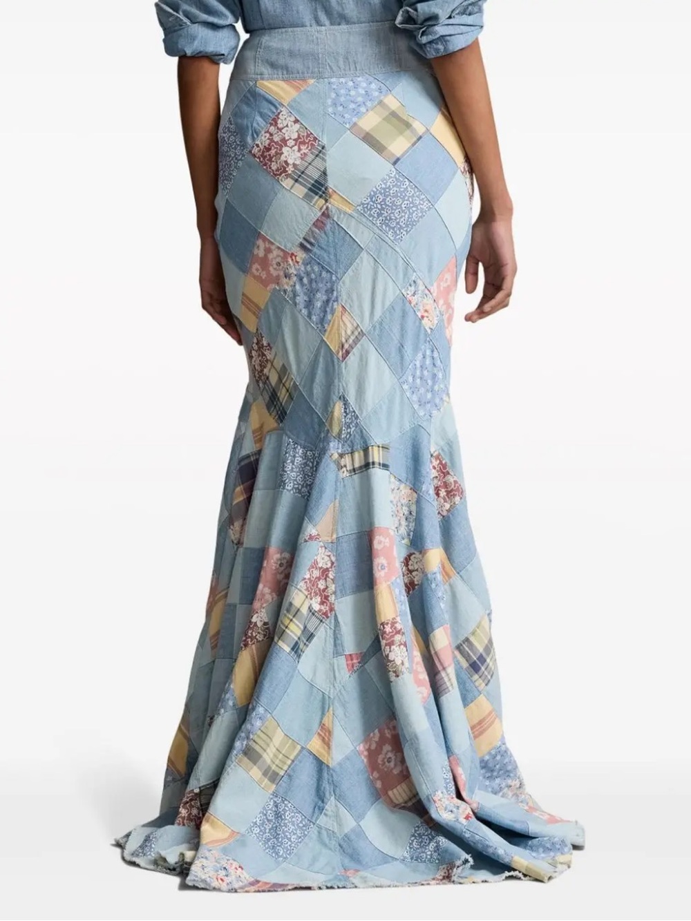 NWT Polo RALPH LAUREN Patchwork Chambray Maxi Skirt - Picture 3 of 10